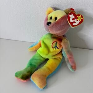 RARE Peace TY Beanie Babies Bear Error Tag Misspelling PE Pellets